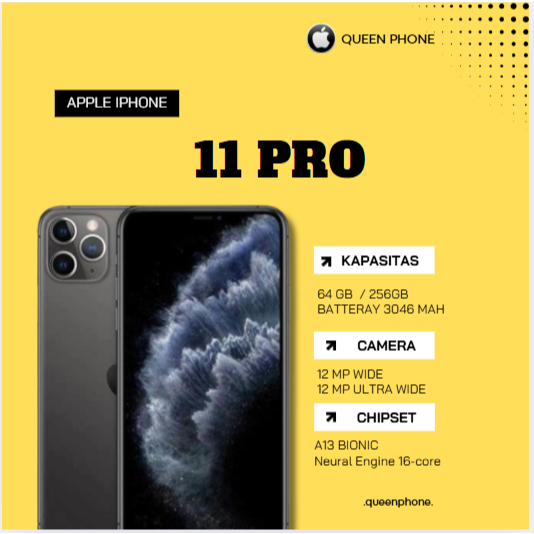 IP 11 PRO 64GB/256GB SECOND LIKE NEW FULLSET NO MINUS