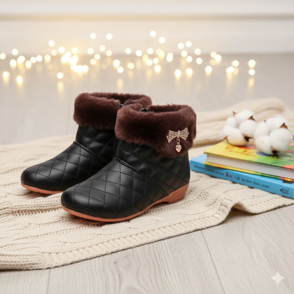 Sepatu boots anak perempuan warna hitam ukuran 22 sampai 35