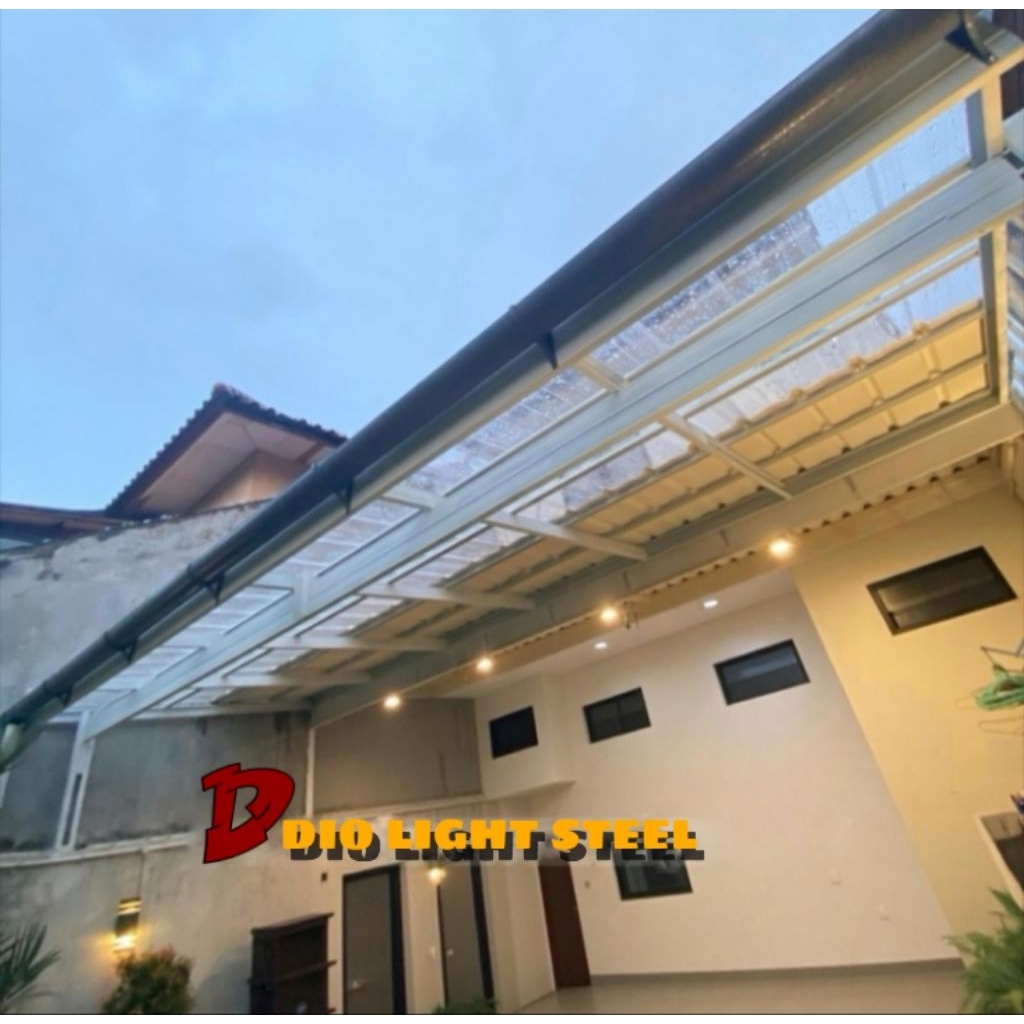 Kanopi minimalis CNP baja ringan 0,75mm spandek transfaran 1,2mm terpasang