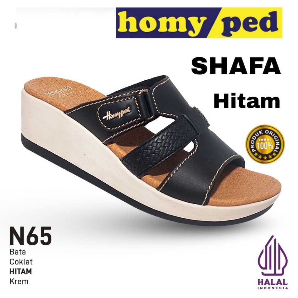 Homyped Sandal Wedges Hak Slop Wanita Tinggi 6 cm Original Size 37-40 Sendal Pesta Lebaran SHAFA N61