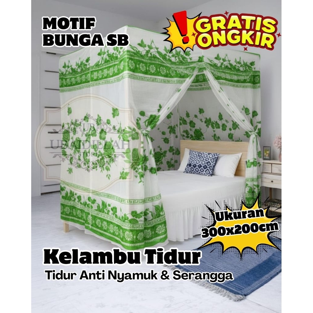 KELAMBU TIDUR MOTIF BUNGA SB SUPER JUMBO 300X200