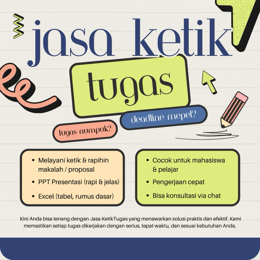 Jasa Ketik Tugas Word, Excel, dan PPT