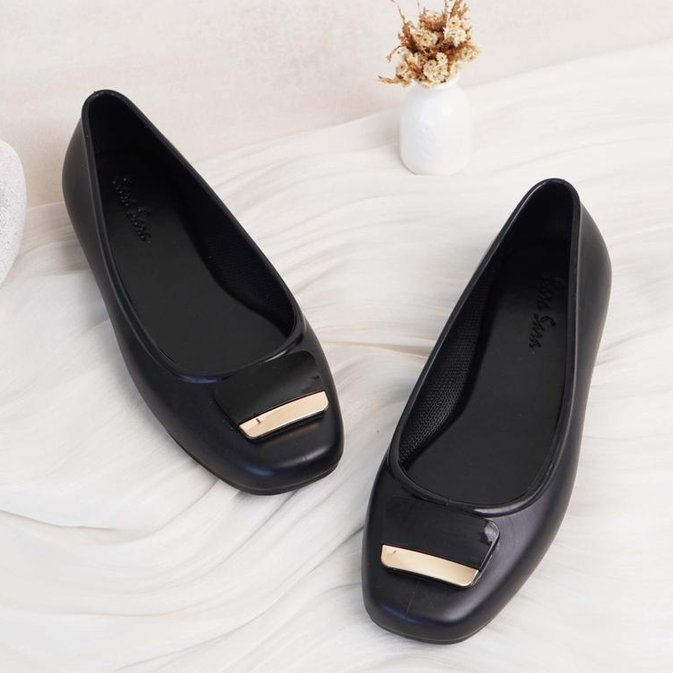 SARA SARA YUK - OXSA Sepatu Sandal Mary Jane Flat Bahan Jelly Ukuran 36 - 40 Sendal Wanita Karet PVC