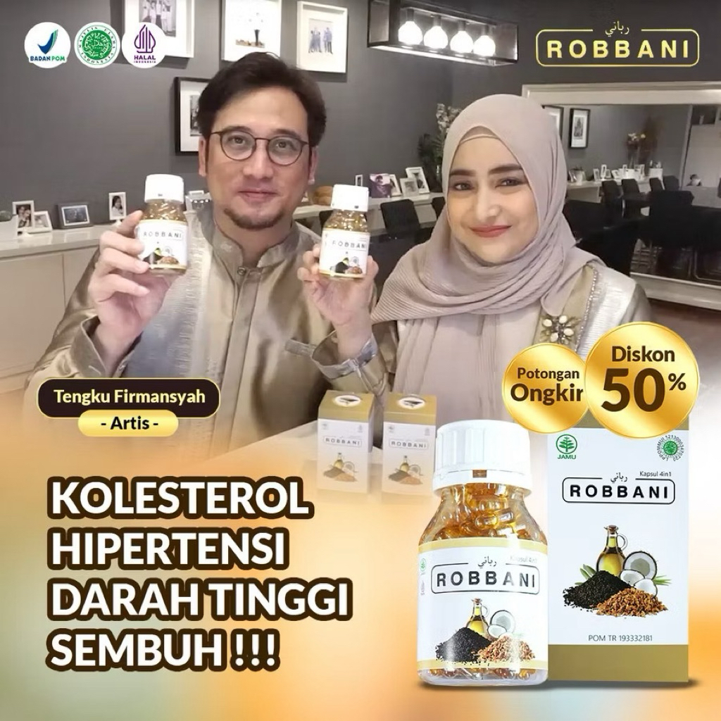 Robbani Kapsul Herbal 100 Kapsul - Menormalkan Kolesterol, Hipertensi, dan Asam Urat