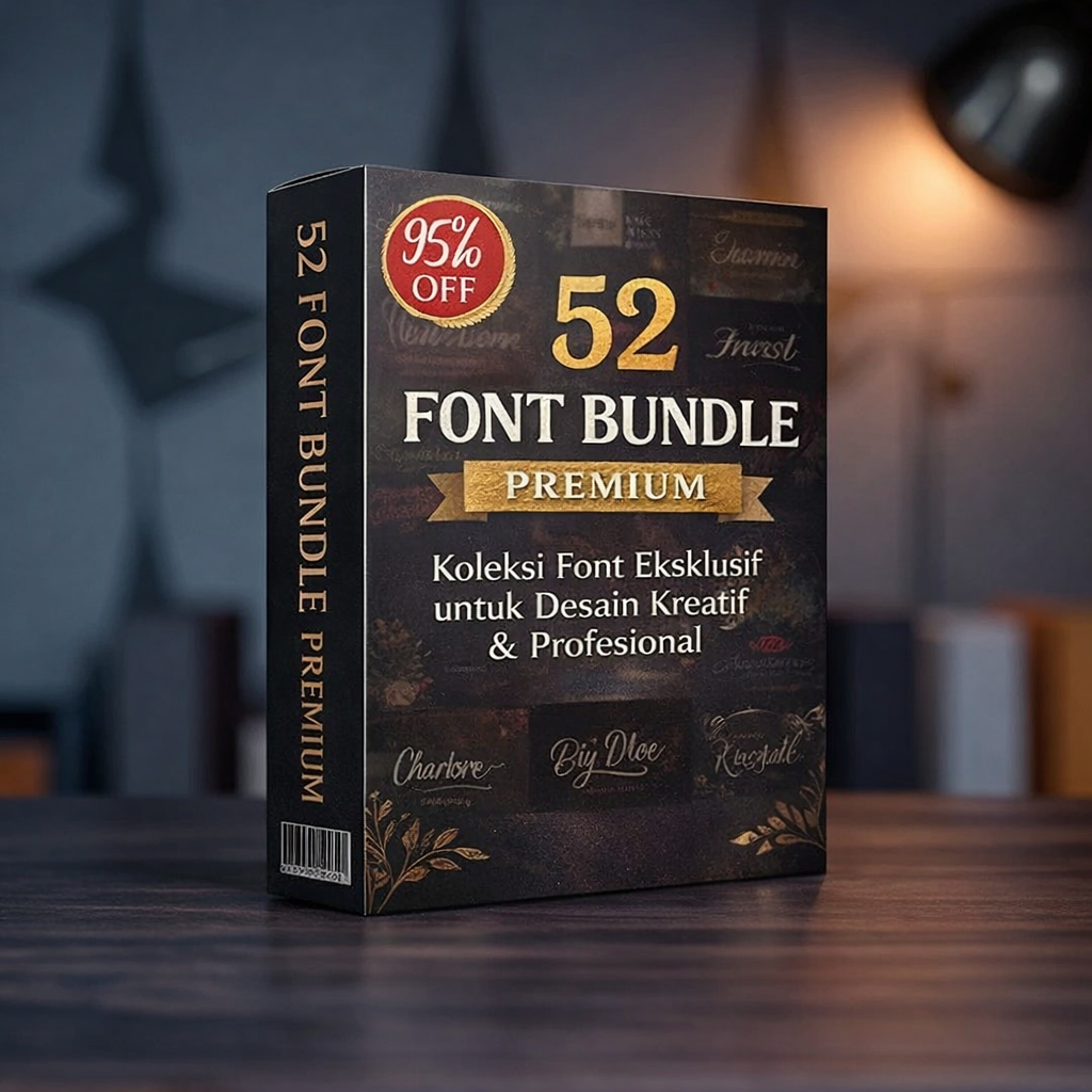 52 Font Bundle Premium - Koleksi Font Eksklusif untuk Desain Kreatif & Profesional