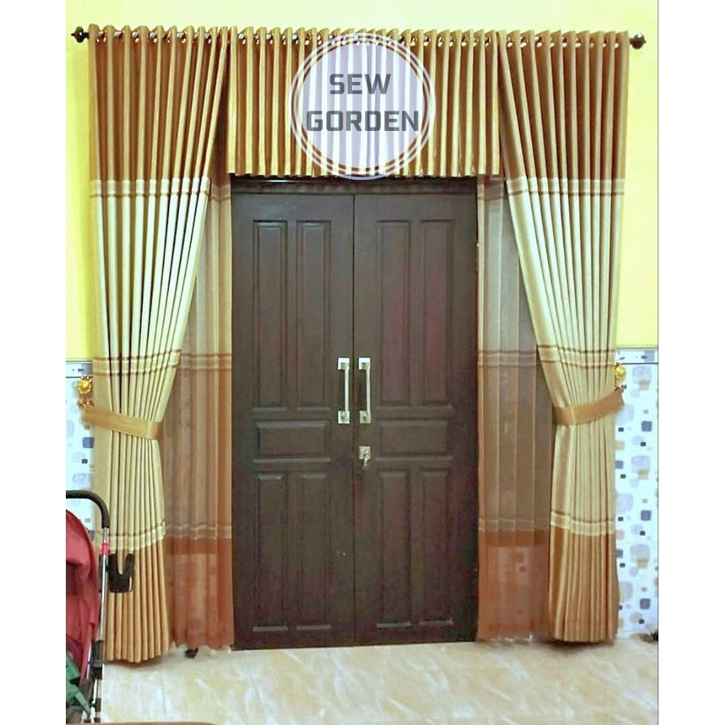 Sentra Living Gorden Satu Set Jendela Dan Pintu Murah 2Pcs + Poni Lurus Atas Pintu Gorden Paket
