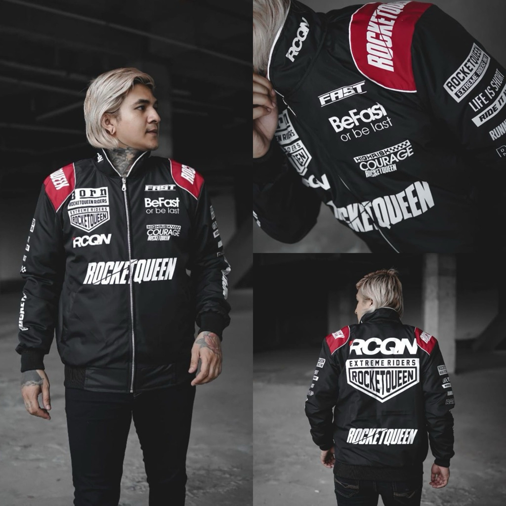 TANS - Jaket Nascar Vintage Parasut Pria Waterproof Jaket Motor Racing Full Print