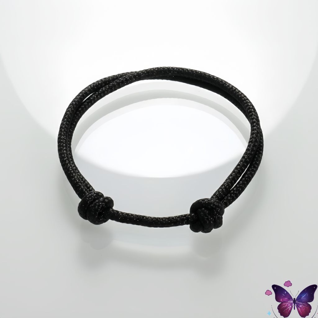 Gelang Simpel Unisex - Hitam Polos, Adjustable Tali Prusik