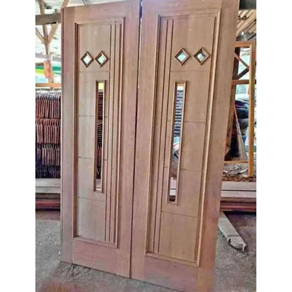 Pintu kayu kupu tarung jati/pintu utama