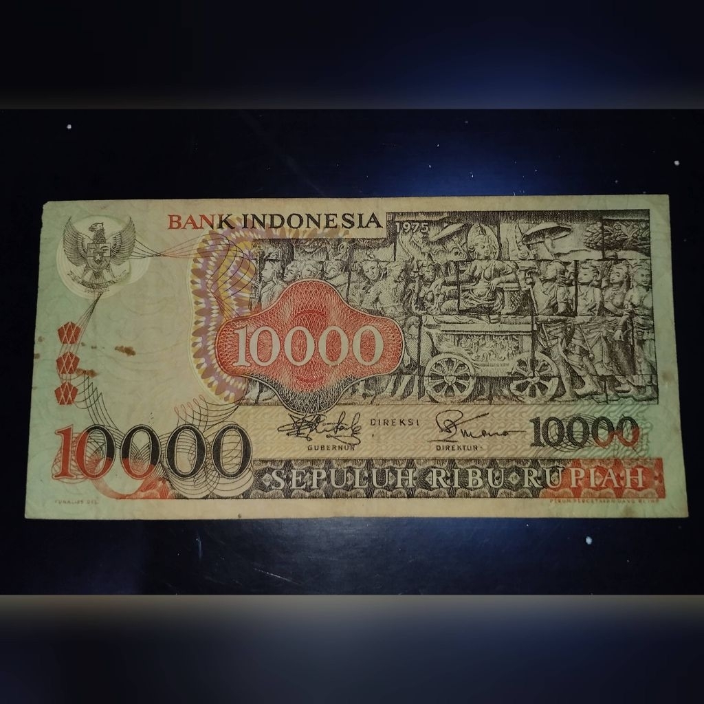 uang kuno 10000 barong tahun 1975