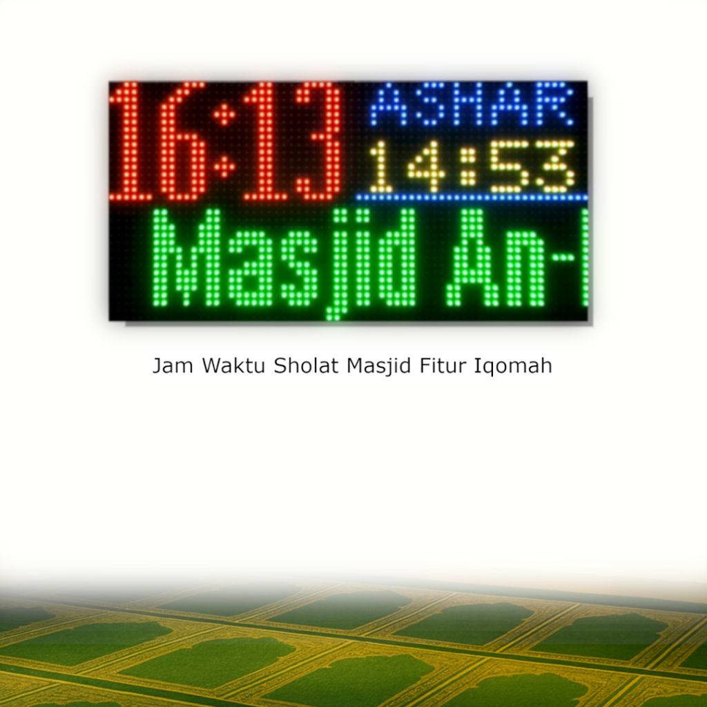 Jam waktu sholat masjid digital jws 1 panel p5 berwarna