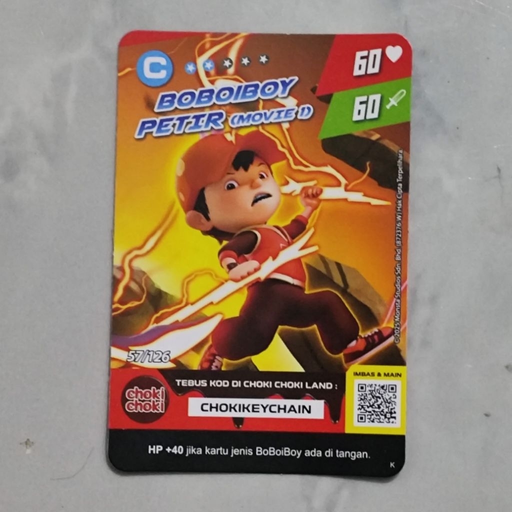 Kartu Boboiboy Galaxy Card Choki Choki