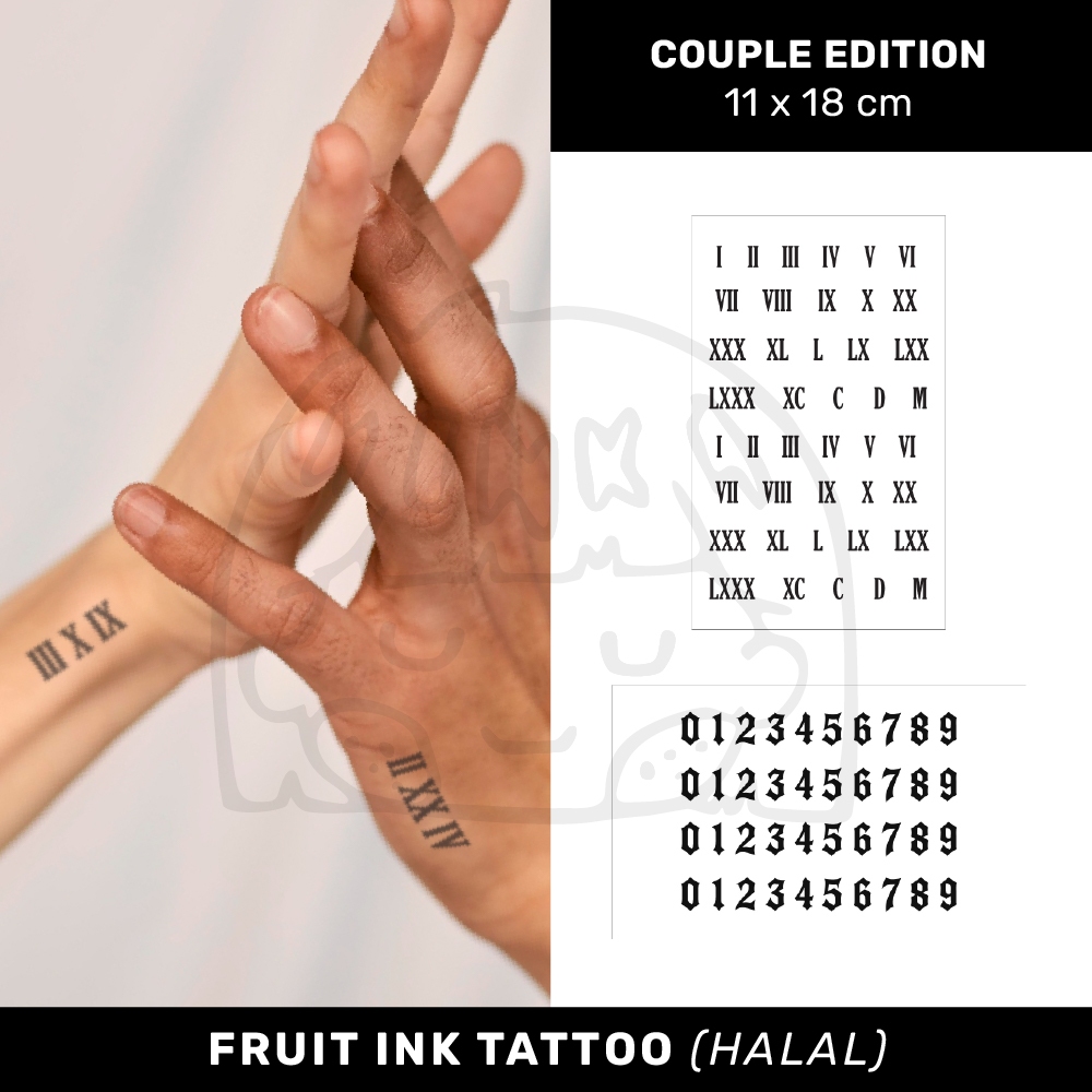 INKTROVERT Premium Temporary Fruit Ink Tattoo - Tato Temporer Halal - 11x18 cm Couple Hadiah Pasanga