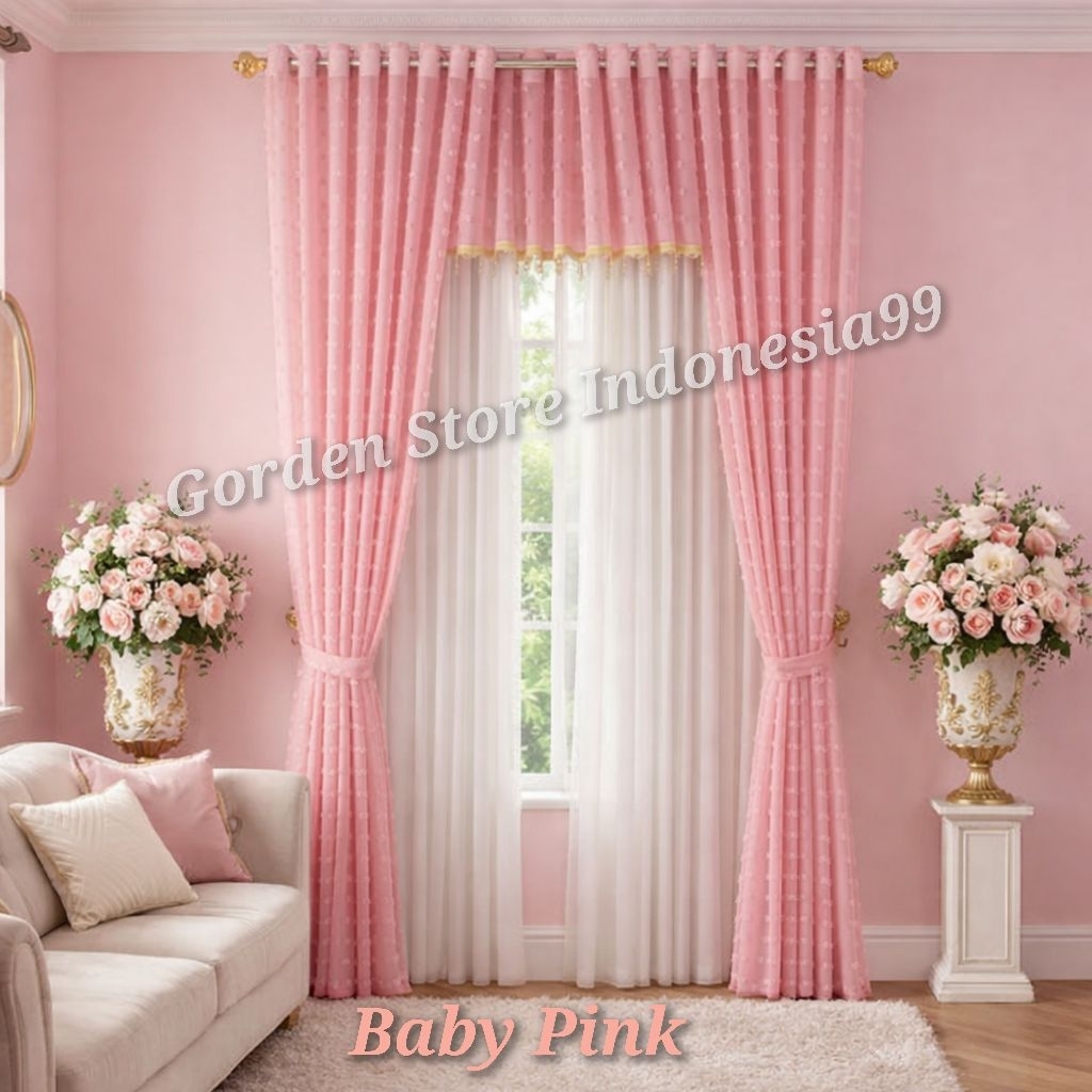Gorden Vitrase Ruby Satu Set Poni | Lebar 140cm | 12 Ring | Tirai Transparan Minimalis Elegan Banyak