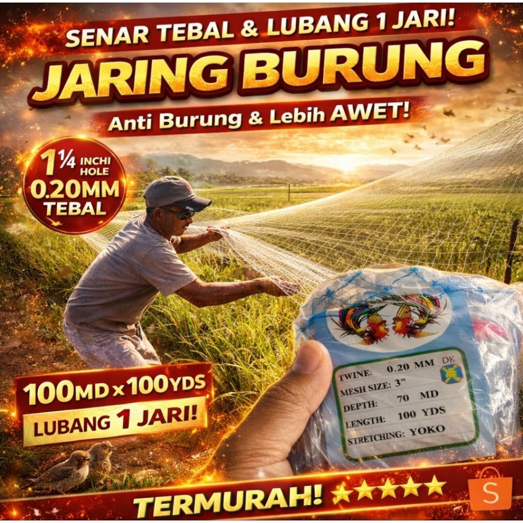 Jaring Burung Sawah – Lubang 1 Jari | Jaring Emprit & Pipit, Pengaman Padi
