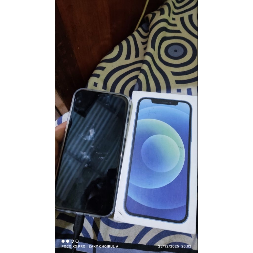 Iphone 12 inter 128GB Blue (SECOND/BEKAS) Sinyal on(All provider)