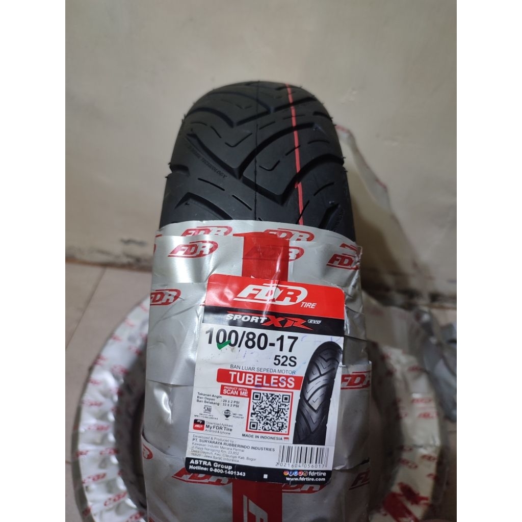 Ban Tubeless FDR EVO 100/80-17 + Free pentil Tubeless