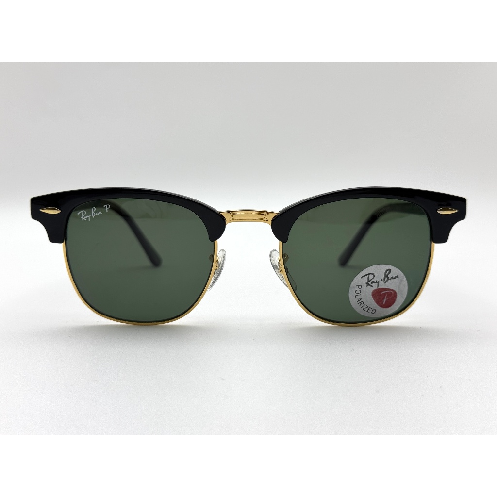 KACAMATA RAYBAN CLUBMASTER BLACK LIST GOLD LENSA HIJAU POLARIZED ORIGINAL