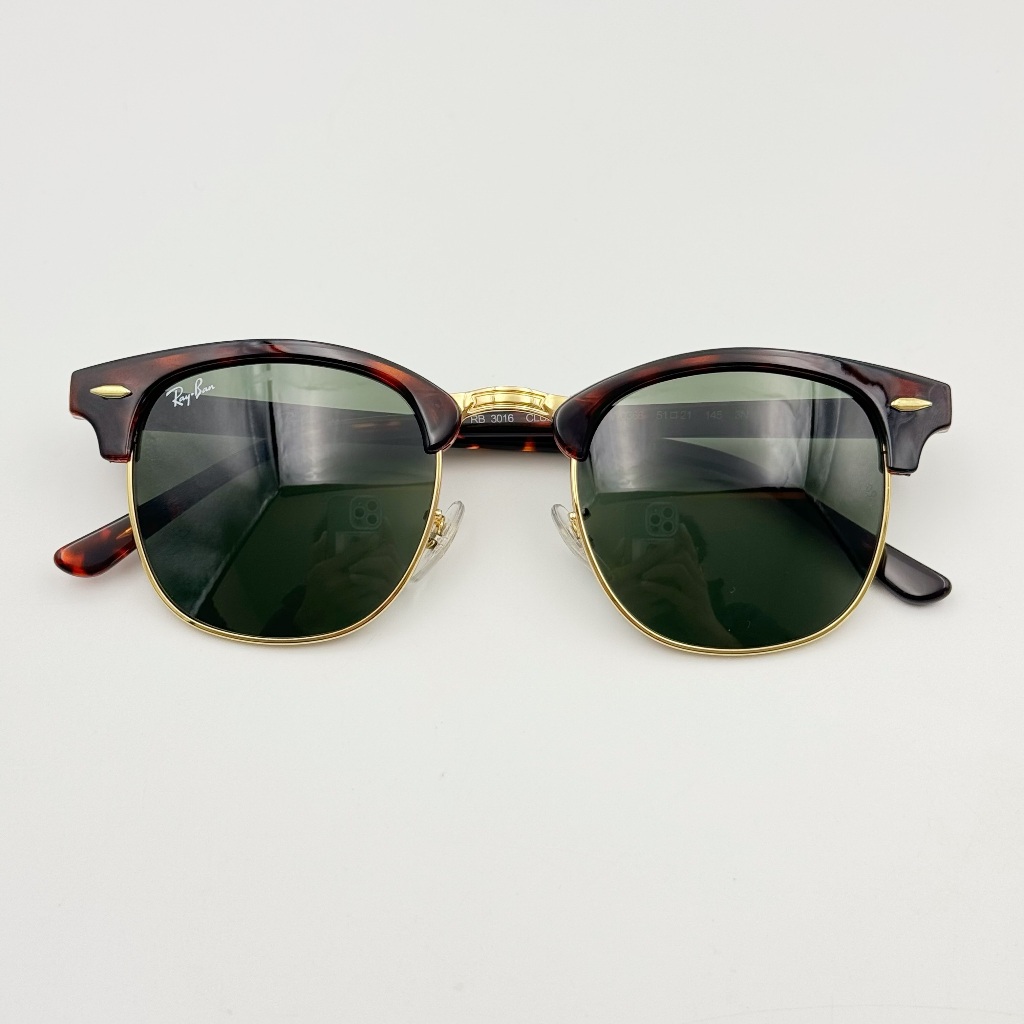 KACAMATA RAYBAN CLUBMASTER TORTOISE LIST GOLD LENSA HIJAU ORIGINAL