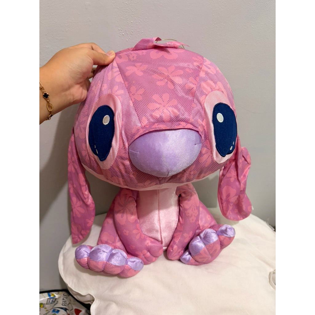 Boneka kado/koleksi rare Lilo STITCH Angel PINK motif bahan parasut jumbo original