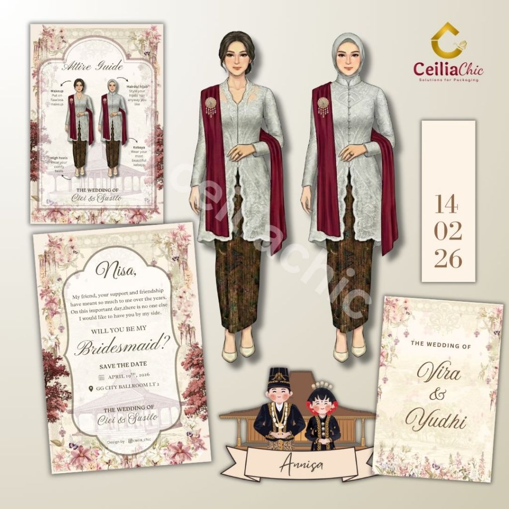 Bridesmaid Card Estetik Elegan Premium - Custom Attire Guide Card