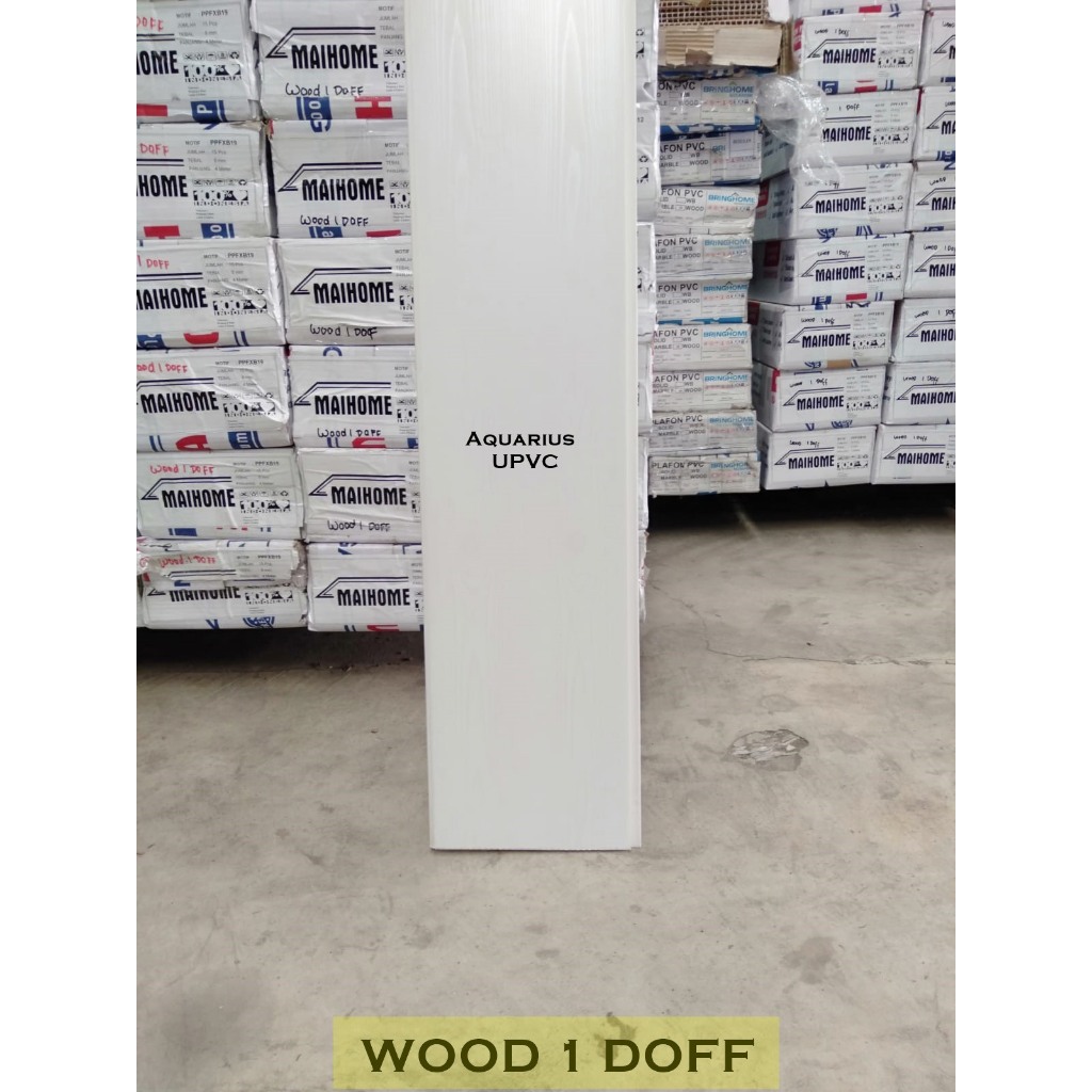 Plafon PVC Motif Putih Wood 1 Doff Tebal 8mm Lebar 20cm Anti Air Rayap Kwalitas Premium