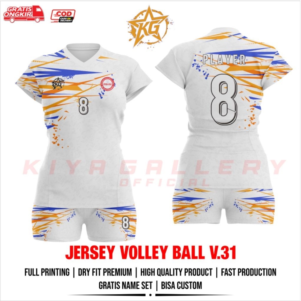 JERSEY BAJU VOLI WANITA V.31 FULL PRINTING GRATIS NAMA DAN NOMOR