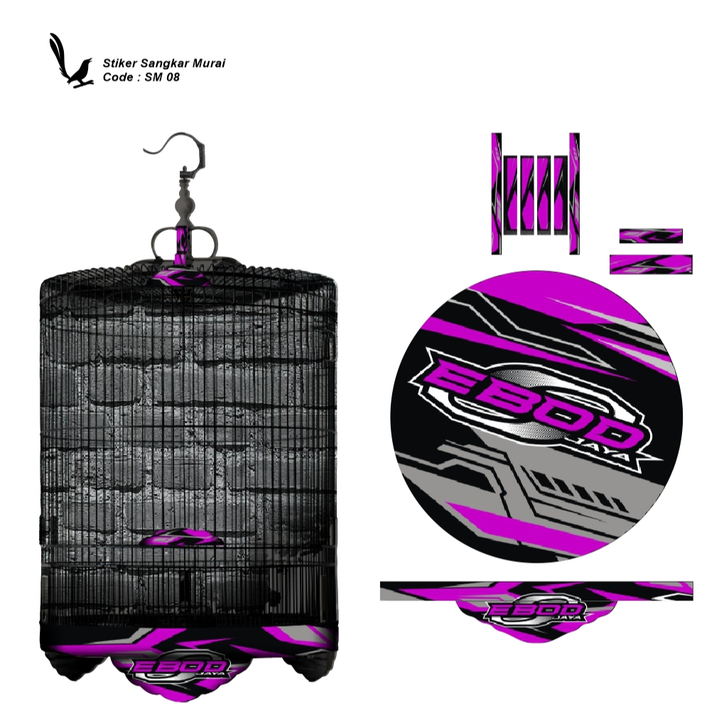 Stiker Decal Tebok Murai Stiker Sangkar Murai Custom Purple