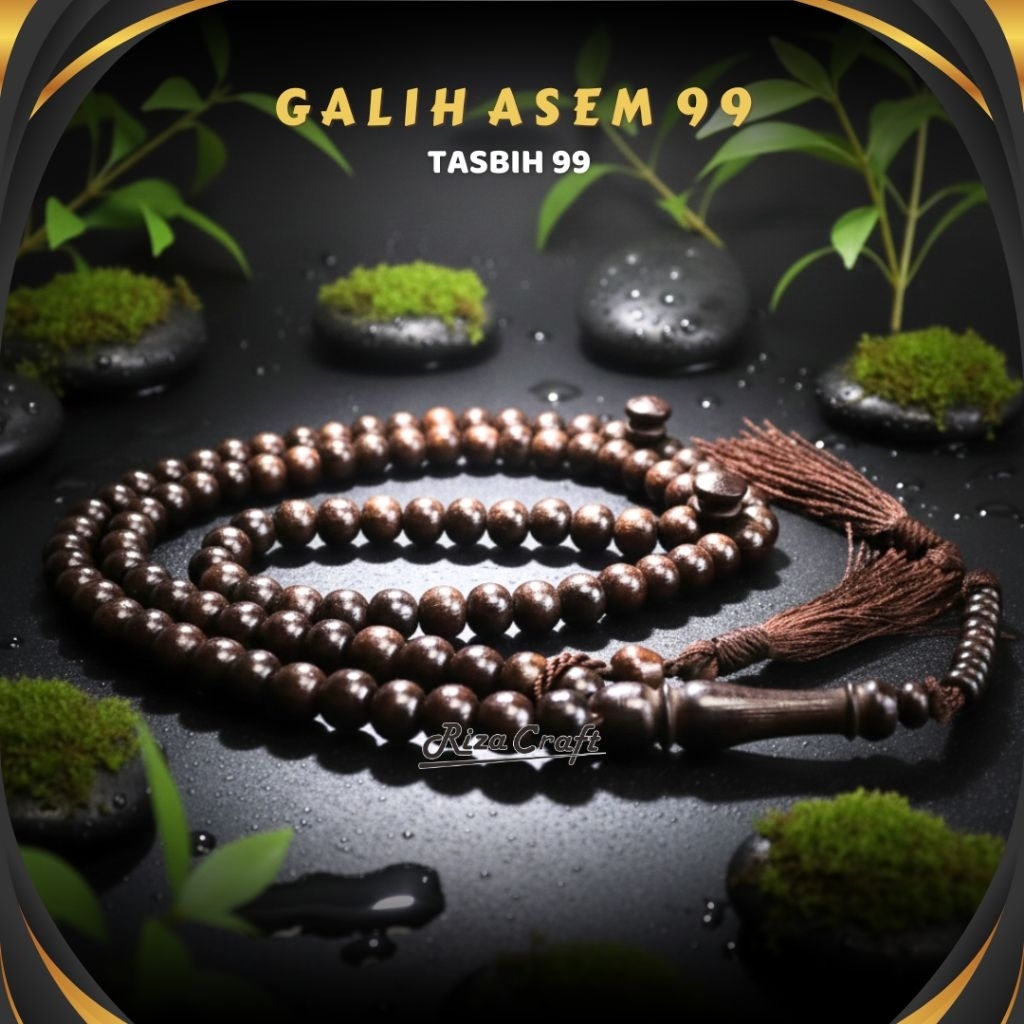 Tasbih Kayu Galih Asem Asli 99 Butir. Bersertifikat by RIZA CRAFT