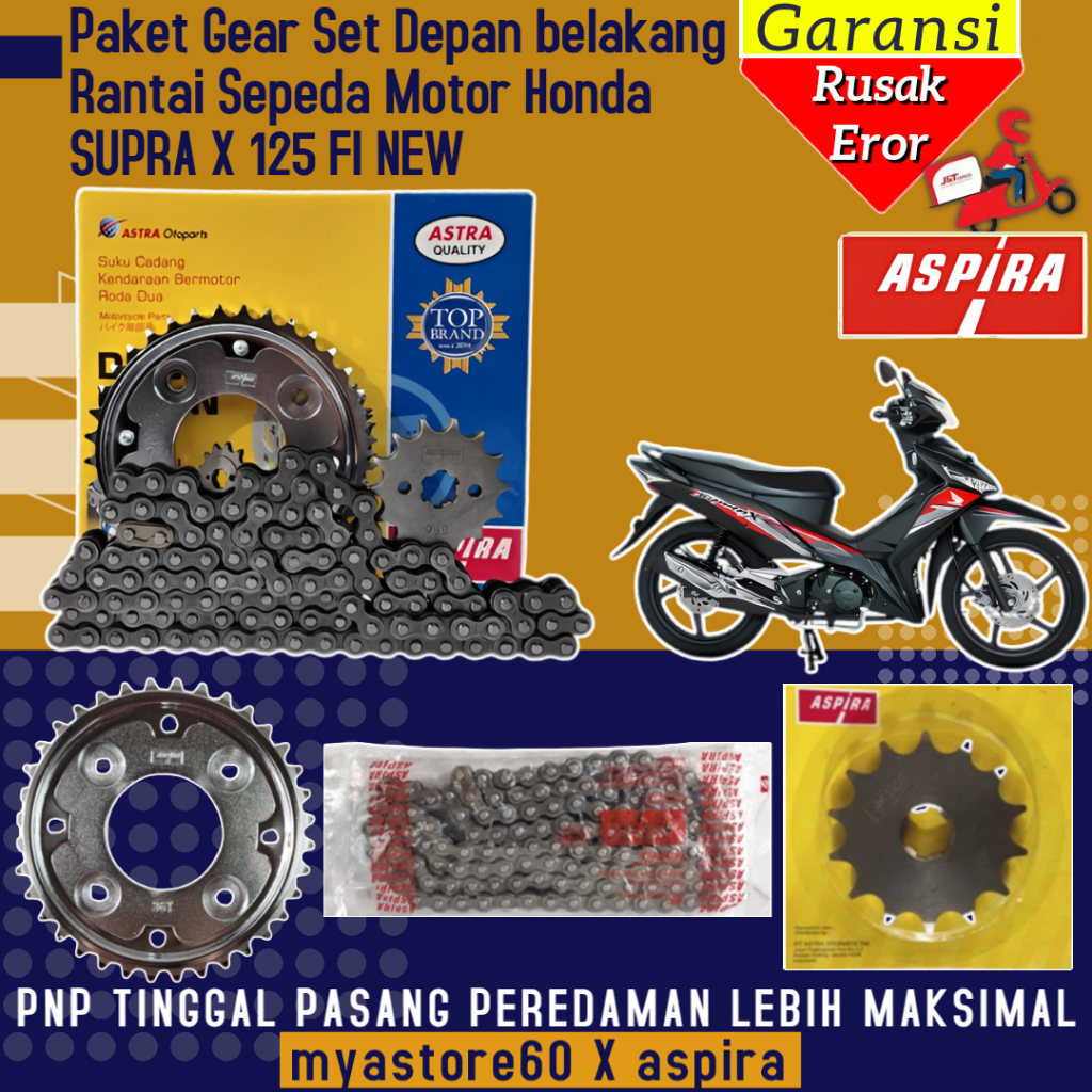 ORIGINAL ASPIRA Paket Set Rantai Gear Belakang Gear Dpn 420-14T Gear Blkg 420-36T Rantai 420-108L Se