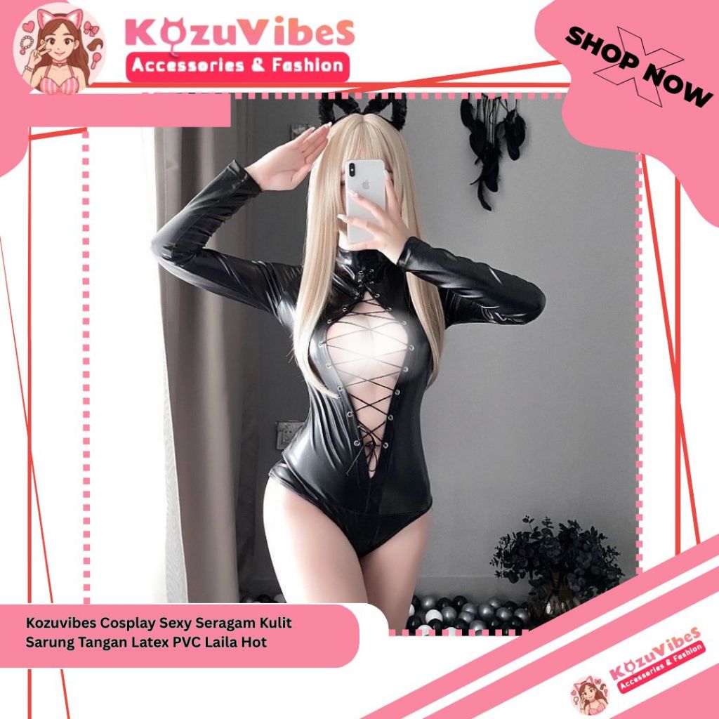 Kozuvibes Cosplay Sexy Seragam Kulit Sarung Tangan Latex PVC Laila Hot