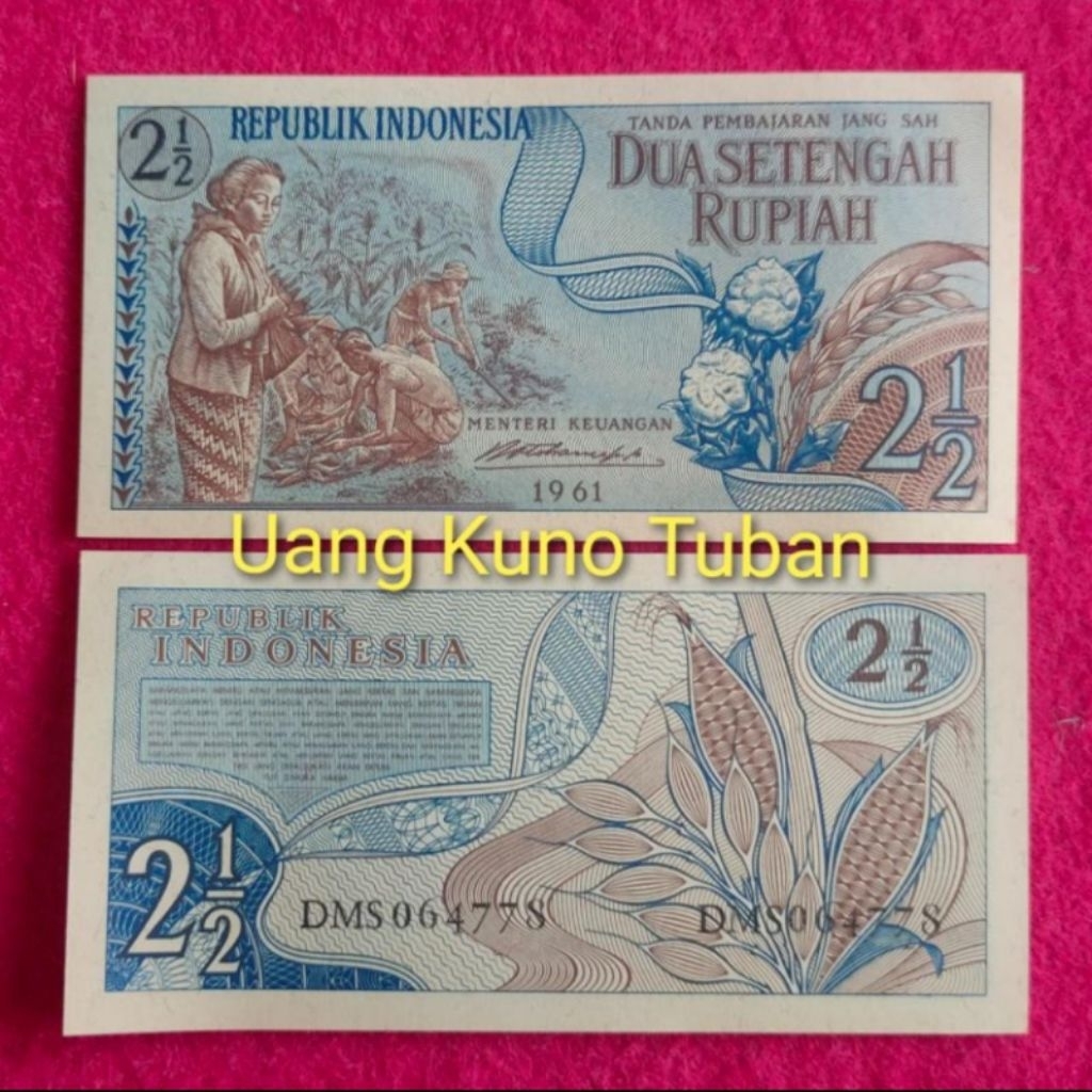 uang kuno 2,5 rupiah seri sandang pangan tahun 1961