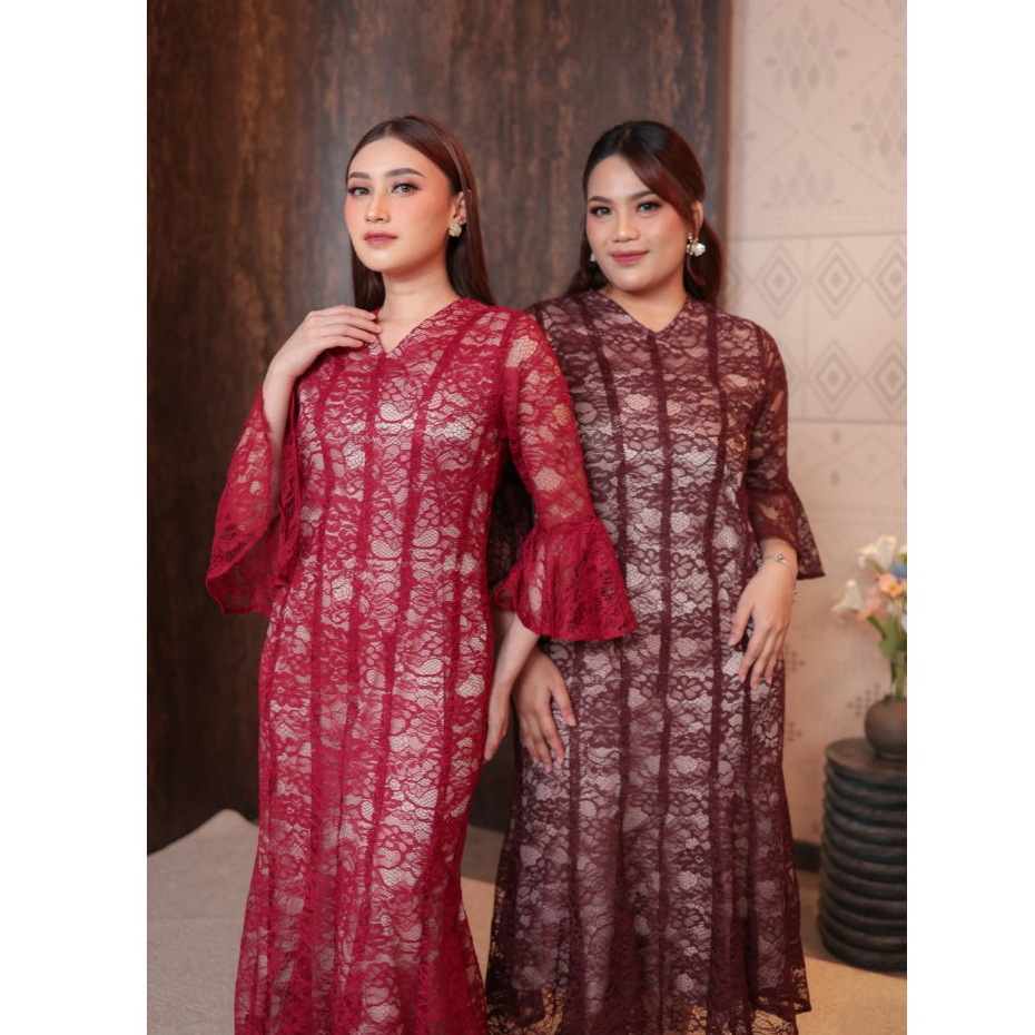 Miss Nomi Rebecca Bodycon Dress Pesta Wanita Kondangan Simple Bridesmaid Graduation Bahan Brokat Pre