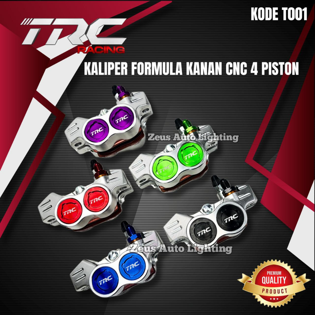 KALIPER FORMULA TRC 4 PISTON FULL CNC CALIPER FORMULA SILVER 4P KANAN UNIVERSAL