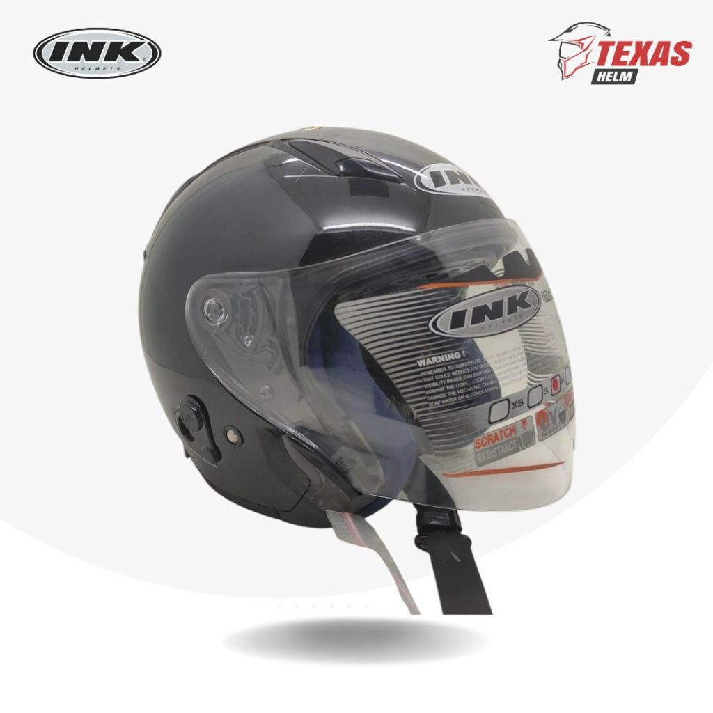 Helm INK Metro 2 Solid Hitam Metalik (Black Glossy) Original 100% - INK Helmet Retro Half Face