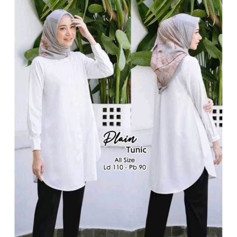 Kemeja Polos Wanita Lengan Panjang Atasan Tunik Remaja Dewasa Terbaru Simple Elegan Bahan Crinkle Ai