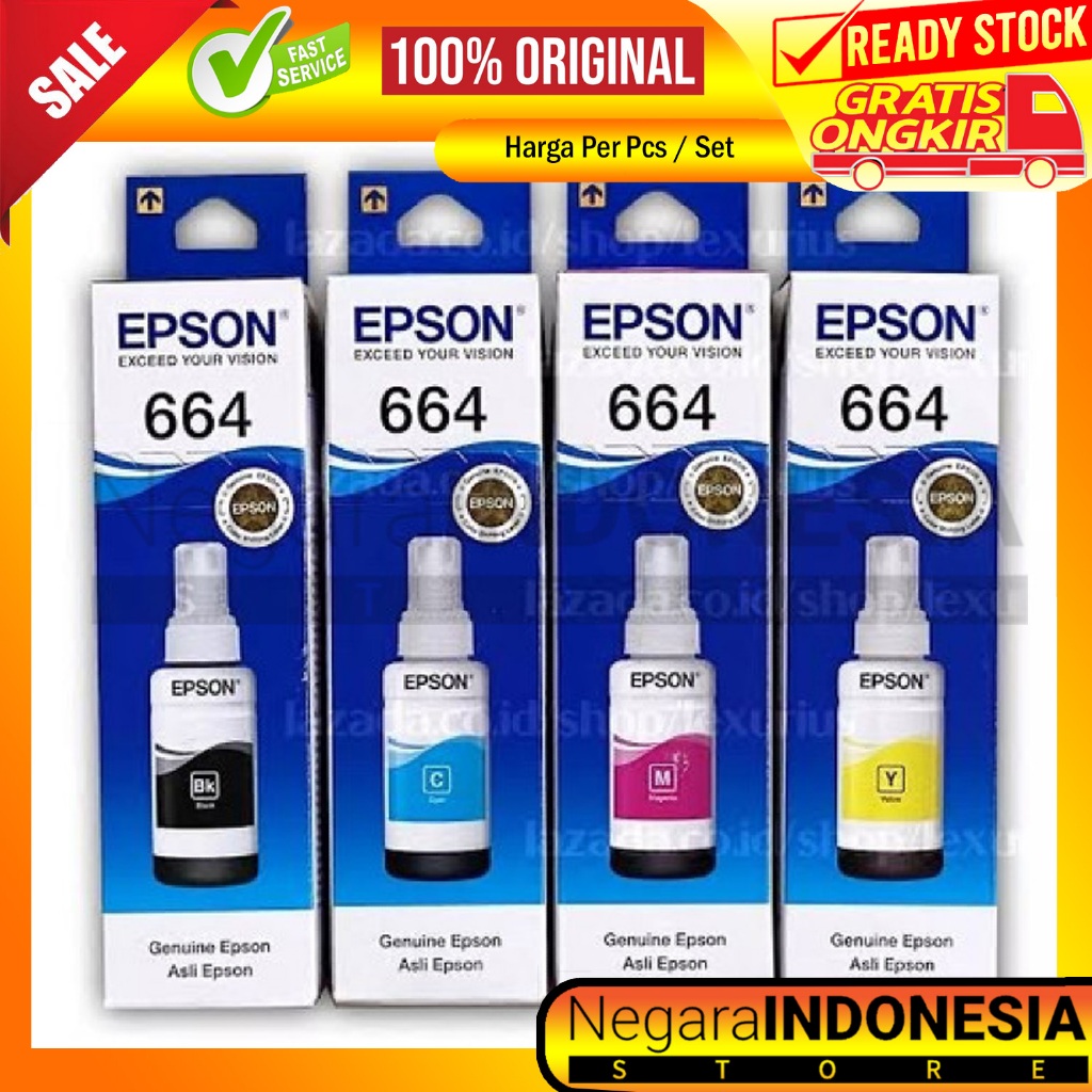 Epson Tinta 664 Ori Original Refill Ink Printer L120 L200 L210 L220 L300 L350 L355 L365 L375 L380 L3