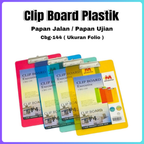 BOS Clipboard Plastik Warna Bening Papan Jalan Papan Ujian Alas Kertas