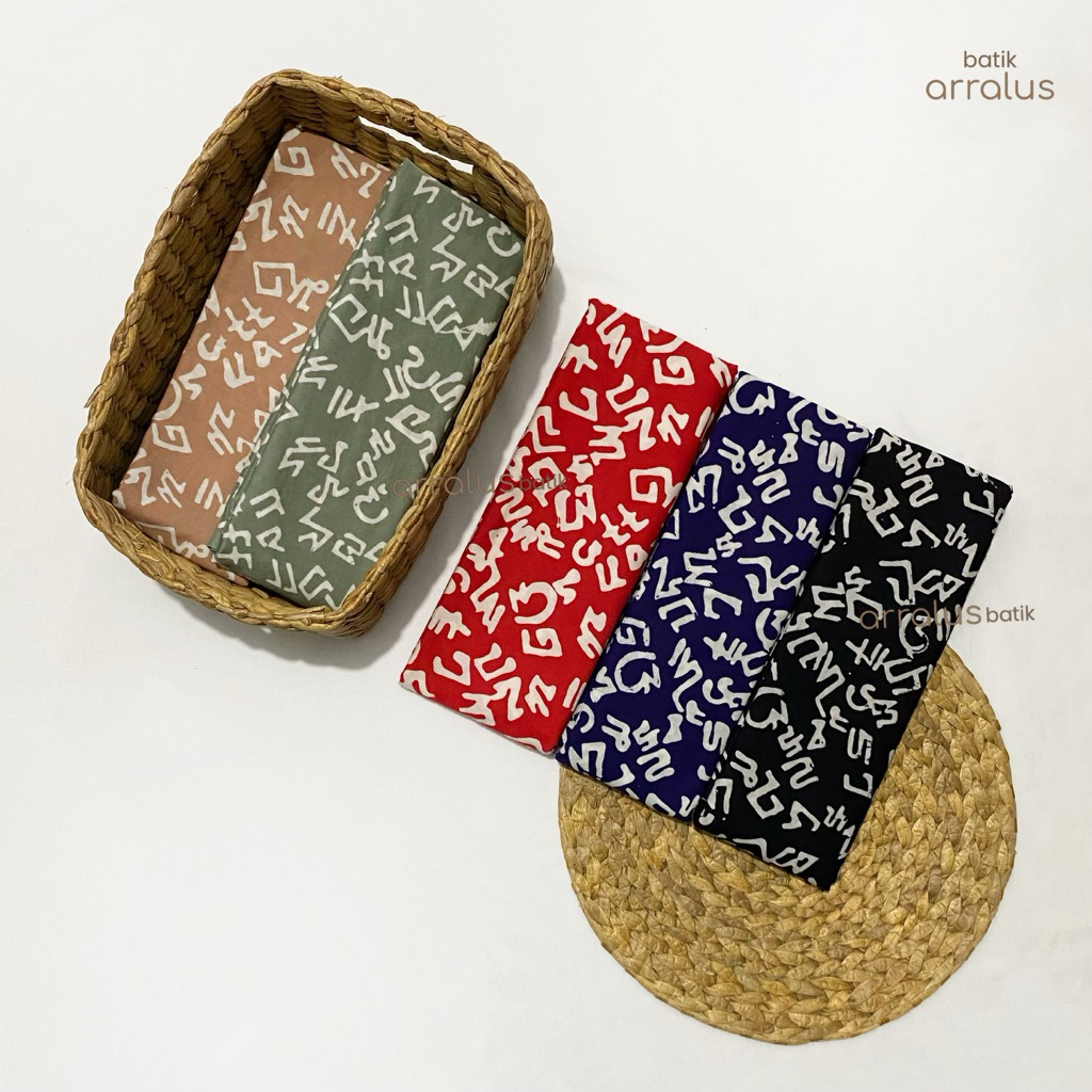 Batik Arralus - Kain Batik Cap Handmade Original Motif Aksara Sunda - Katun Sanforis halus ukuran 2x