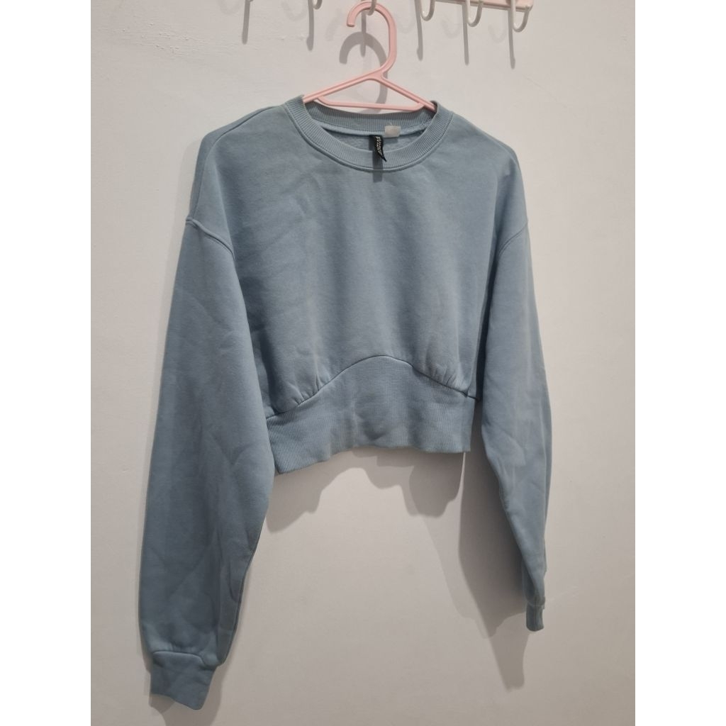 Crop Top Wanita Lengan Panjang Blue H&M