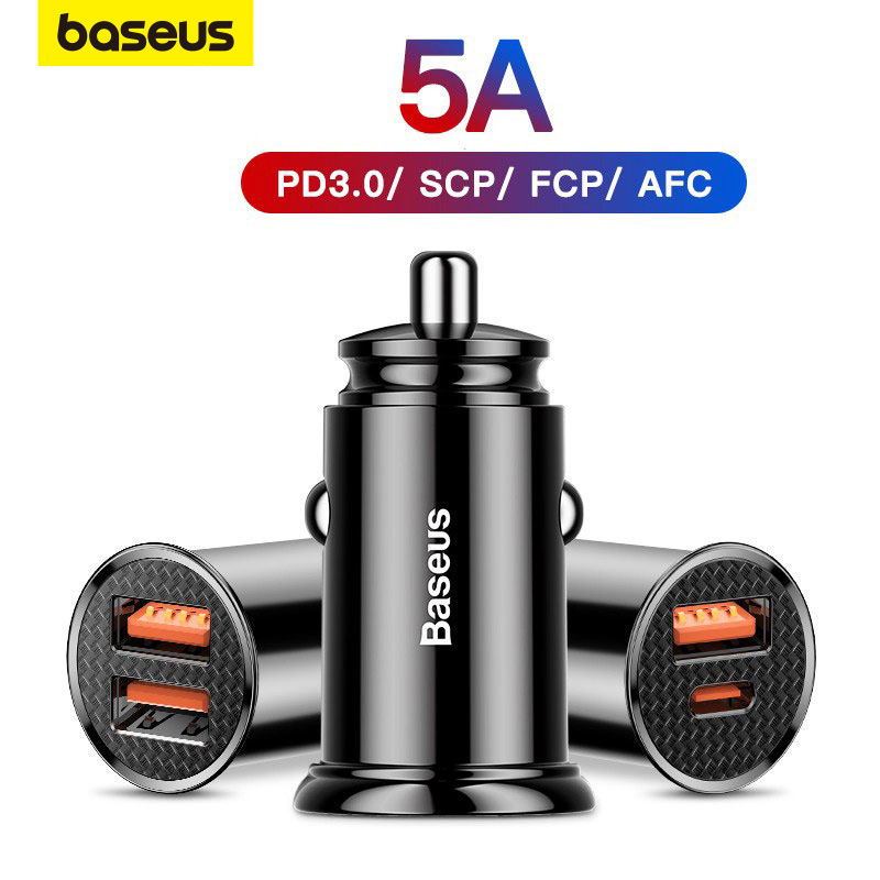 Baseus Circular Plastic A+A / C+A 30W Dual QC3.0 Quick Car Charger