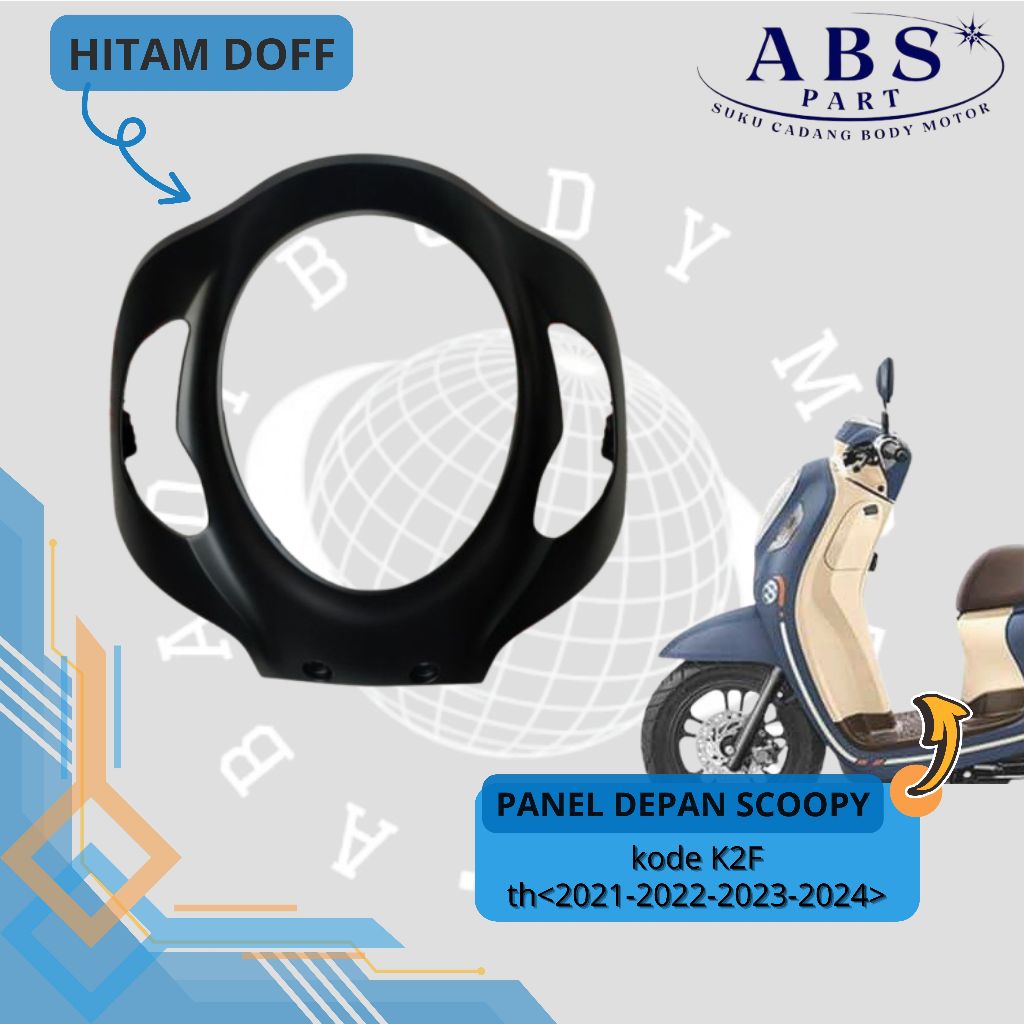 cover front top Scoopy esp new k2f PRESTIGE 2021 2022 2023 panel tameng hitam doff black matte