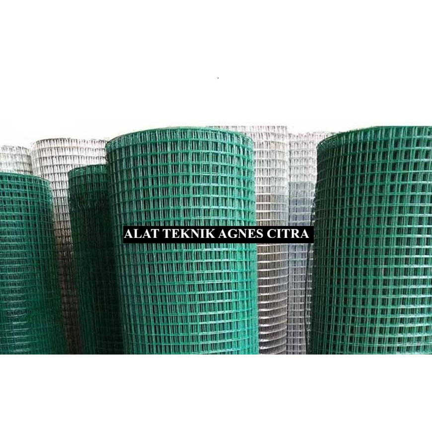 Permeter Kawat Loket PVC Hijau 100 cm x 1/4 Inch Wire Mesh Kawat Kandang Ayam Lapis PVC Kawat Kotak 