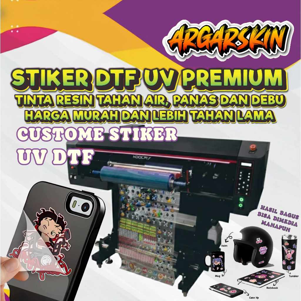 CETAK STIKER DTF UV TINTA RESIN PREMIUM CUSTOME MURAH