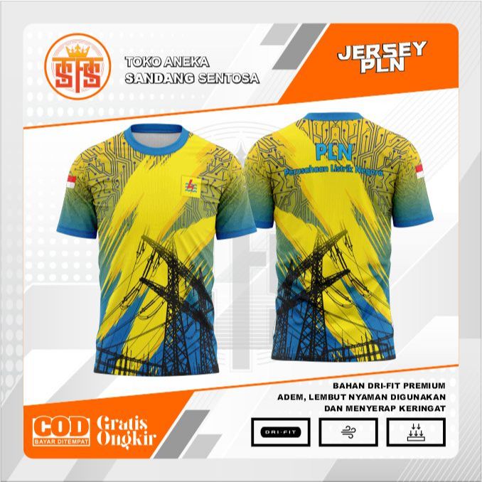 Jersey Oblong PLN Lengan Pendek | Dri Fit Milano Premium | Jersey  Perusahaan Listrik Negara | Kaos 