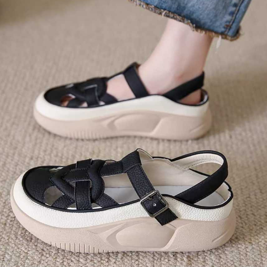ALVIRA SHOES Sandal Sepatu Wanita Sol Besar Wedges Bahan Sintetis Antislip Empuk CK 553