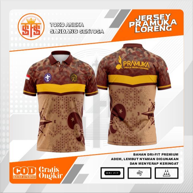 Jersey Polo PRAMUKA Lengan Pendek | Dri Fit Milano Premium | Jersey Pramuka | Kaos Olahraga Pria Wan