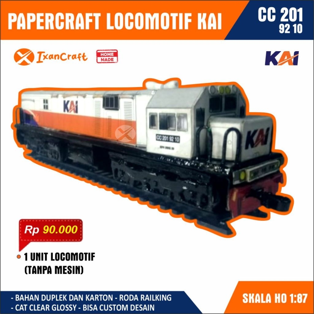 Papercraft lokomotif CC201 (TANPA MESIN)