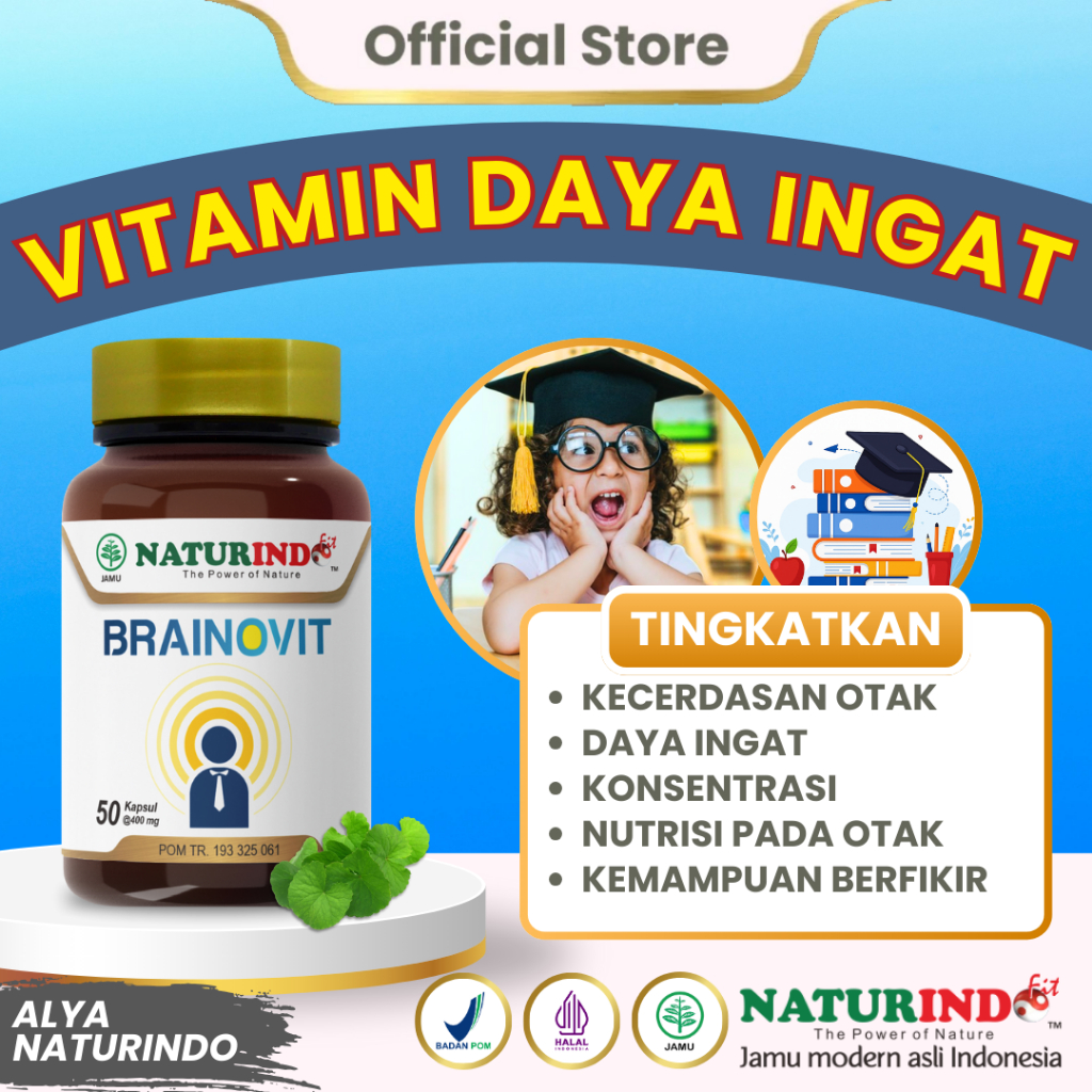 BRAINOVIT Vitamin Daya Ingat Kecerdasan Otak Suplemen Daya Ingat Anak & Dewasa ALYA NATURINDO