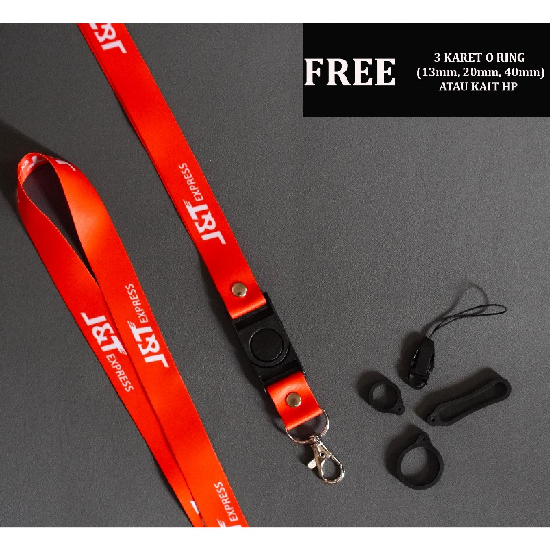 Lanyard J&T Express Merah - Tali Gantungan Handphone Nametag ID Card J&T Express Merah
